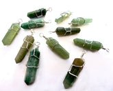 Wholesale GREEN AVENTURINE WIRE WRAPPED  CUT STONE PENDANTS